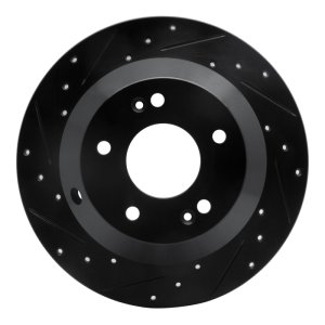 Hyundai Santa Fe Brake Rotor (1) - Rear Left - R1 Concepts - Drilled & Slotted - Black - `10-`21